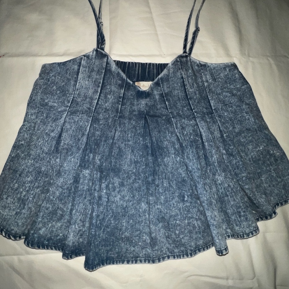 Altar'd State Blue Camisole with Pleated Design and Spaghetti Straps